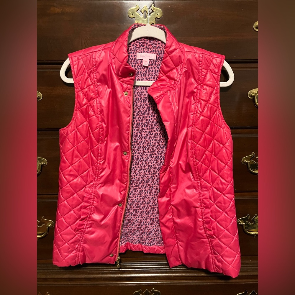 Lilly Pulitzer Quilted Puffer Vest Pink Size M